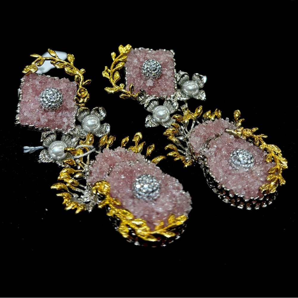 Handcrafted crush stones earrings, pakistani earrings, Indian earrings, jewelry